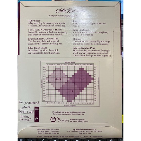 Vintage 1995 Hanes Silky Reflections Silky Sheer Pantyhose Control Top Grey Mist - Picture 6 of 6